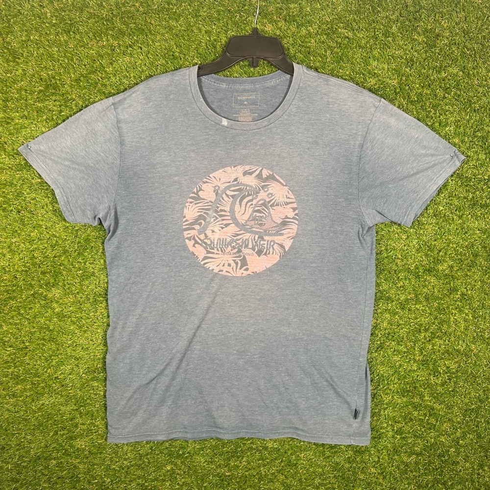 Quiksilver Mens Heather Blue Graphic T-Shirt Premium Fit Large Surf‎ Tee